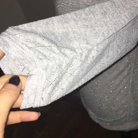 Free People grey/ silver gathered jersey style top - Picture 4 of 8